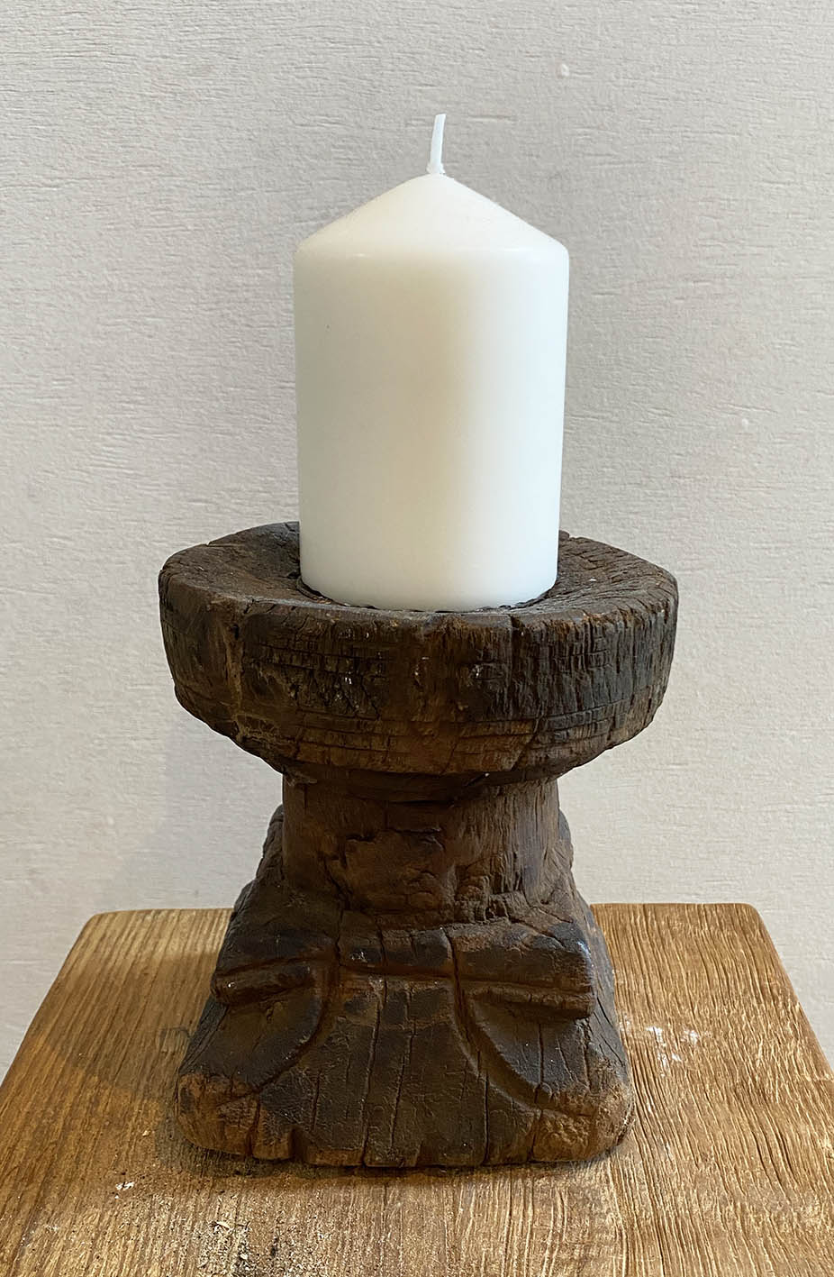 INDIAN HAND CARVED CANDLESTICK